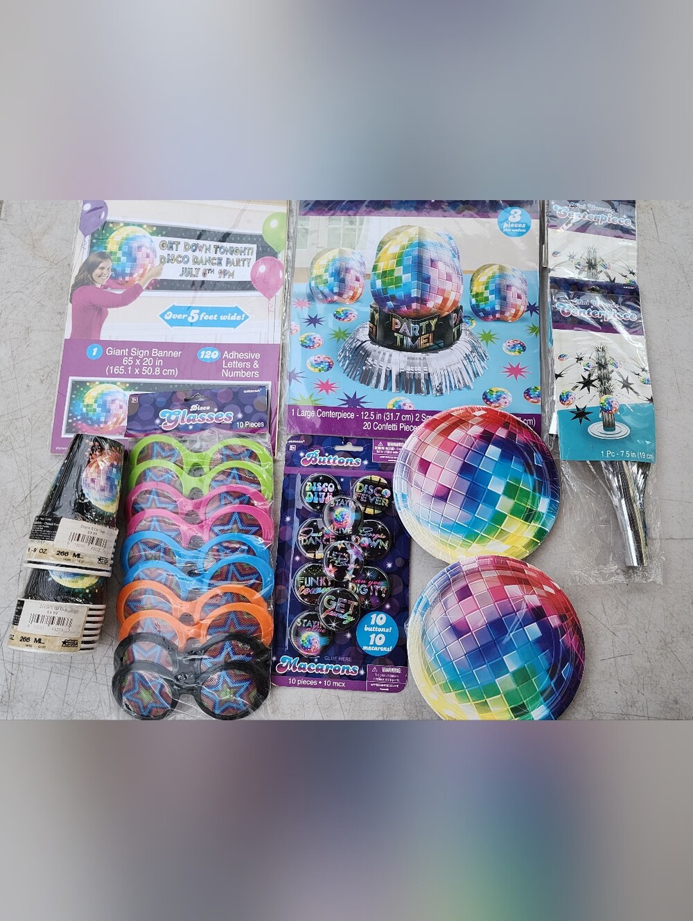 Disco Mirror Ball Party Supplies Set - Multicolor